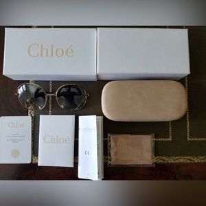 Chloé Sunglasses CE117S 745 Women's Round Gold Gradient Shades 56/20/135